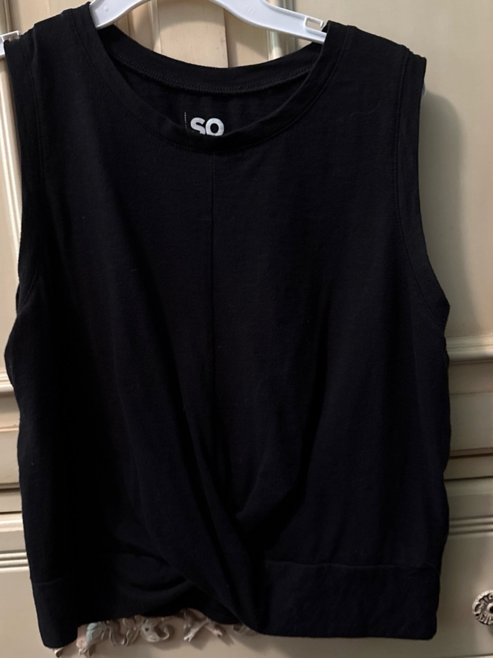 SO Black Twist-Front Sleeveless Tank Top